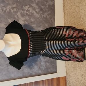 Dzhavael Couture France Unique Black & Silver Dress Sz MD